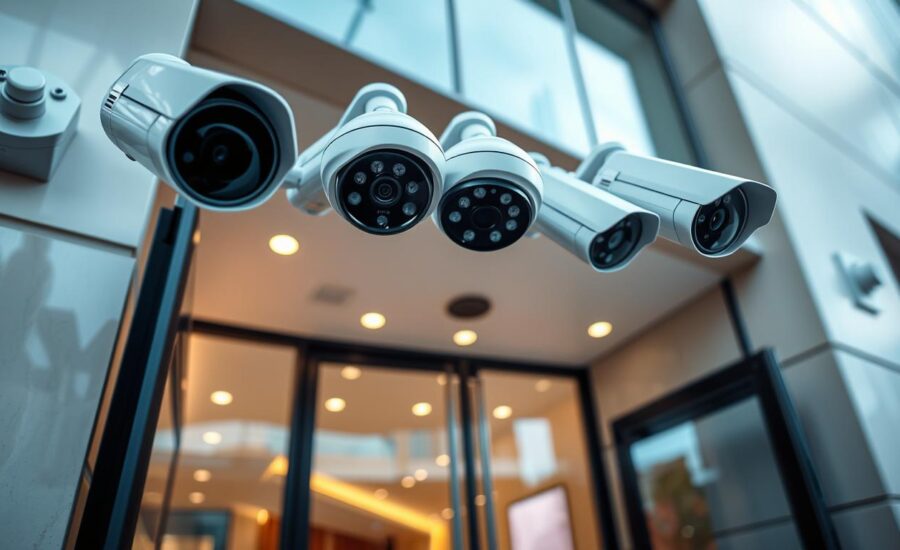 Security camera system at entry point
